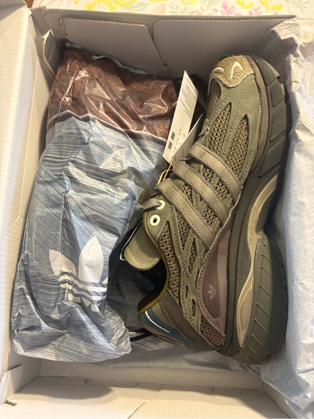 NEW IN BOX! adidas Olive Green Mesh Chunky Sneaker with Strap